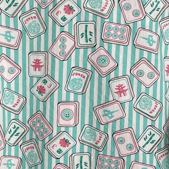 Oak Lane Mahjong Tiles Pastel Pajama Set Womens 8 Shorts Cotton Cute Preppy - Picture 5 of 8
